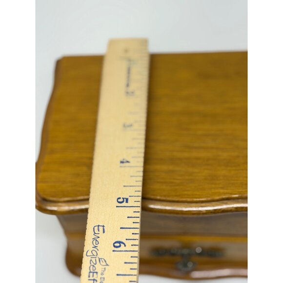 VTG Montgomery Ward Wood Jewelry Box 7.5x5 Rustic Floral Drawers Keepsake Chest - Picture 9 of 9